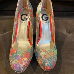 G by Guess Colorful Floral Heels